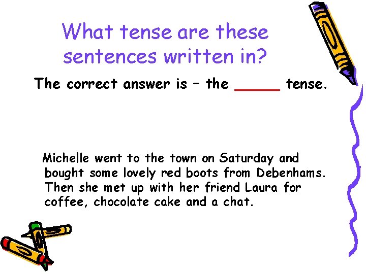 What tense are these sentences written in? The correct answer is – the _____