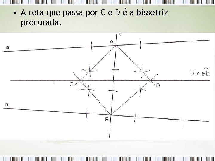  • A reta que passa por C e D é a bissetriz procurada.