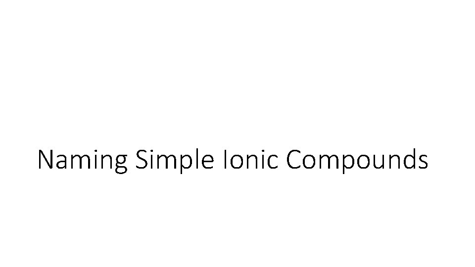 Naming Simple Ionic Compounds 