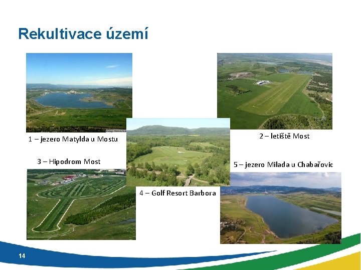 Rekultivace území 2 – letiště Most 1 – jezero Matylda u Mostu 3 –