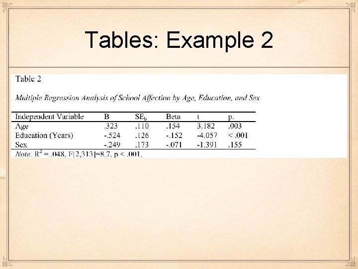 Tables: Example 2 