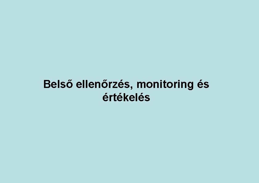 Belső ellenőrzés, monitoring és értékelés 