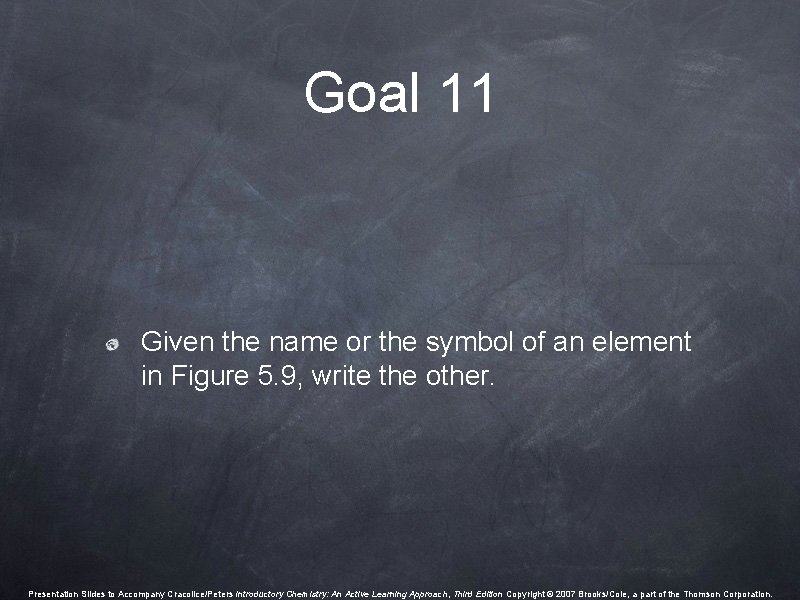 Goal 11 Given the name or the symbol of an element in Figure 5. Goal 11 Given the name or the symbol of an element in Figure 5.