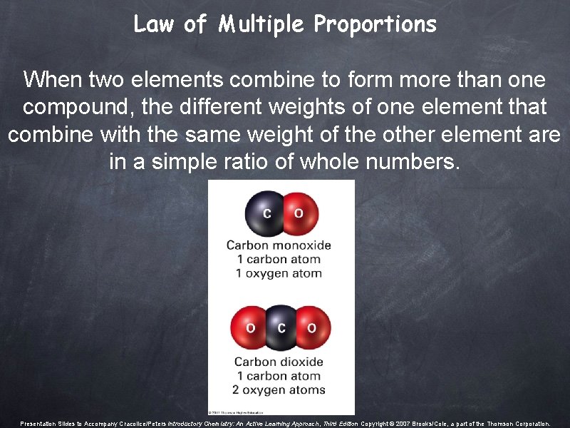 Law of Multiple Proportions When two elements combine to form more than one compound, Law of Multiple Proportions When two elements combine to form more than one compound,