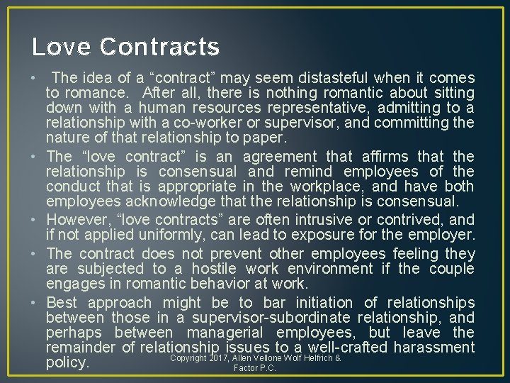Love Contracts • The idea of a “contract” may seem distasteful when it comes
