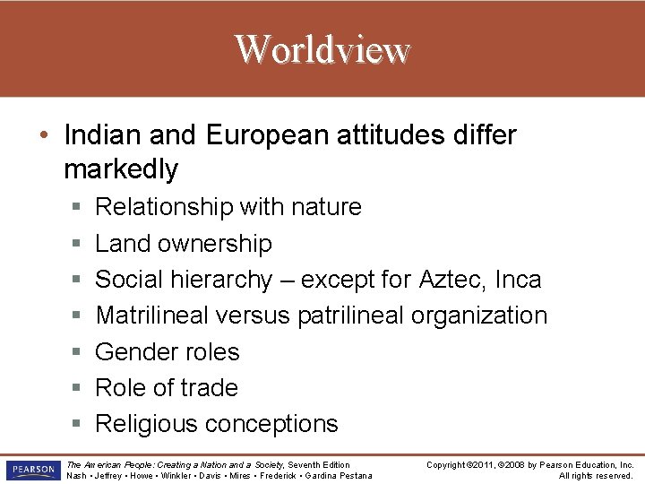 Worldview • Indian and European attitudes differ markedly § § § § Relationship with