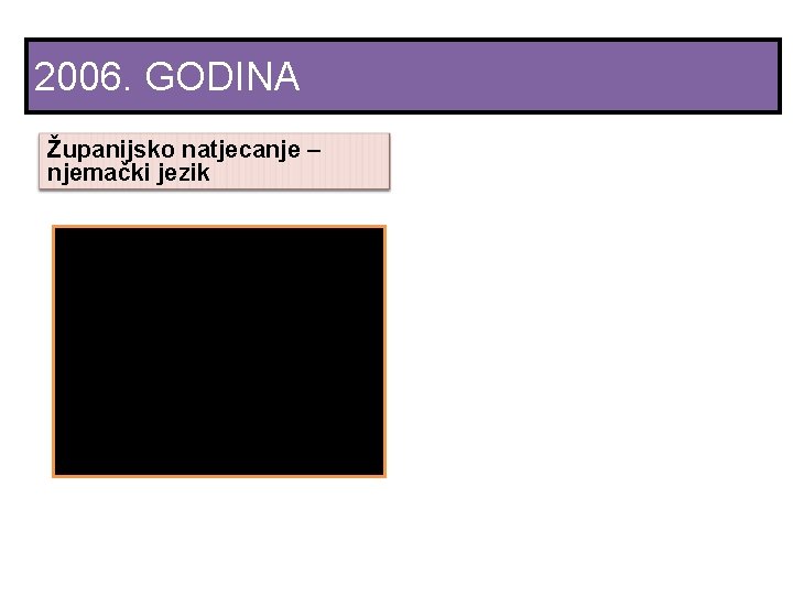 2006. GODINA Županijsko natjecanje – njemački jezik • Hrvoje Grabovac • 2. mjesto •