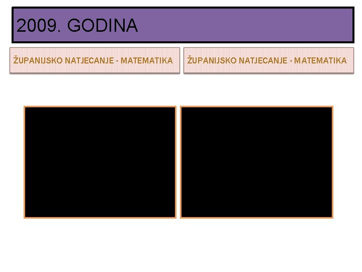 2009. GODINA ŽUPANIJSKO NATJECANJE - MATEMATIKA • Luka Posilović, 1. • Filip Pranjić mjesto