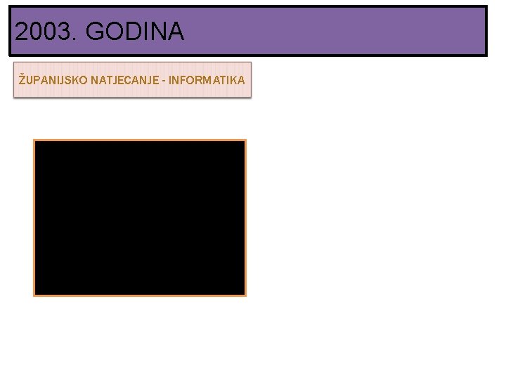 2003. GODINA ŽUPANIJSKO NATJECANJE - INFORMATIKA • Dubravko Marinković • 4. mjesto • Mentor: