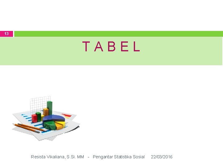 13 TABEL Resista Vikaliana, S. Si. MM - Pengantar Statistika Sosial 22/03/2016 