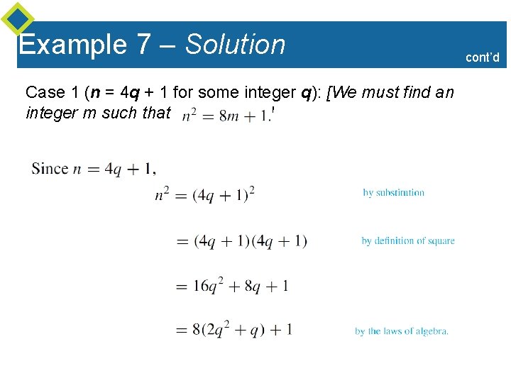 Example 7 – Solution Case 1 (n = 4 q + 1 for some