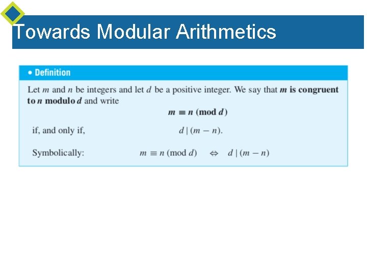 Towards Modular Arithmetics 