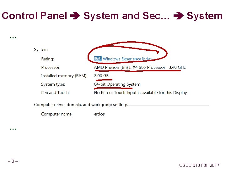 Control Panel System and Sec… System … … – 3– CSCE 513 Fall 2017