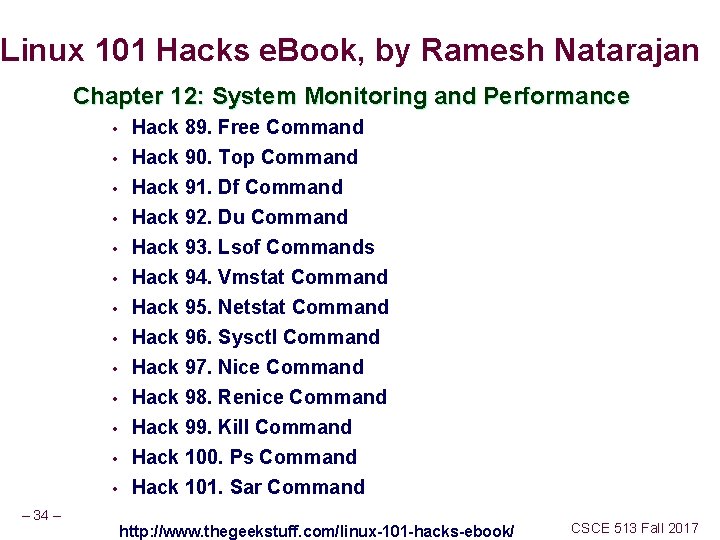 Linux 101 Hacks e. Book, by Ramesh Natarajan Chapter 12: System Monitoring and Performance