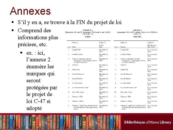 Annexes § S’il y en a, se trouve à la FIN du projet de