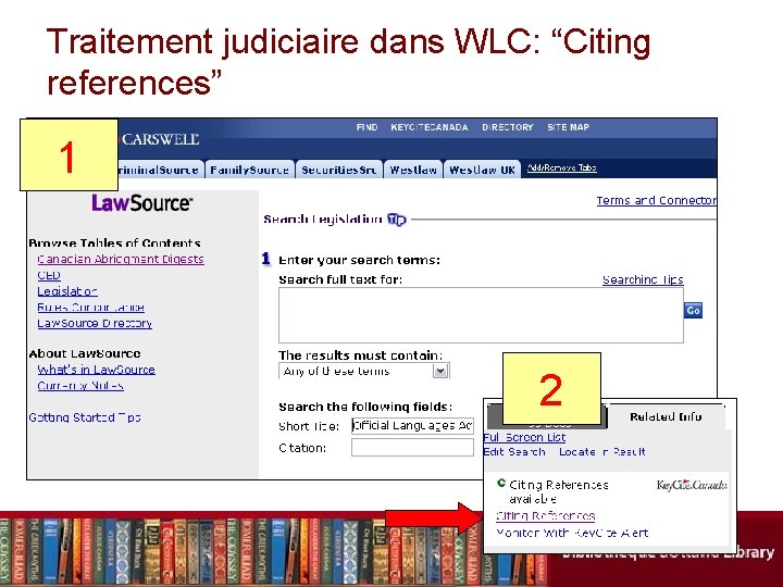 Traitement judiciaire dans WLC: “Citing references” 1 2 