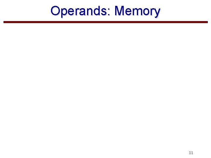 Operands: Memory 11 