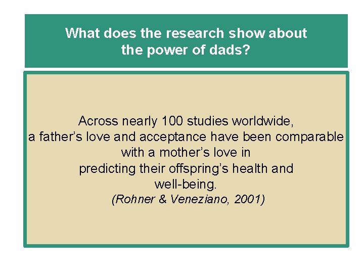 What does the research show about the power of dads? Across nearly 100 studies