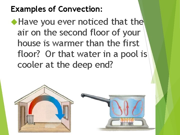 Examples of Convection: Have you ever noticed that the air on the second floor