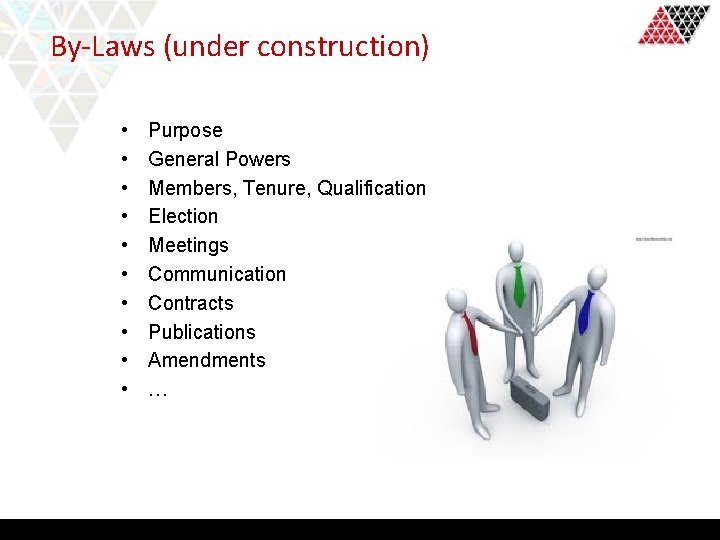 By-Laws (under construction) • • • Purpose General Powers Members, Tenure, Qualification Election Meetings