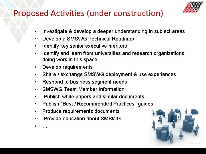 Proposed Activities (under construction) • • • • Investigate & develop a deeper understanding