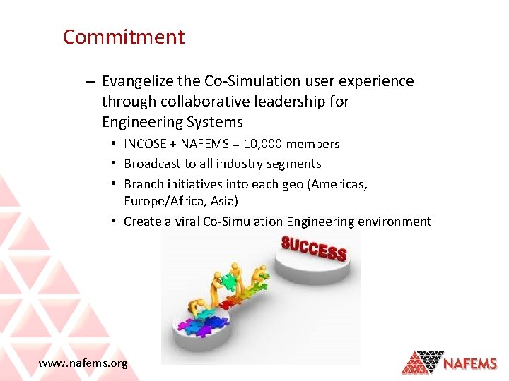 Commitment – Evangelize the Co-Simulation user experience through collaborative leadership for Engineering Systems •