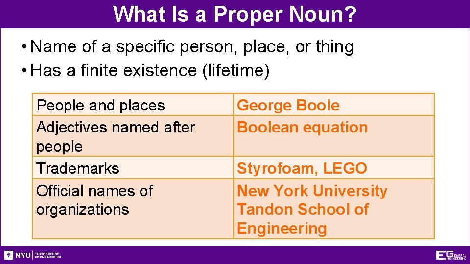 What Is a Proper Noun? • Name of a specific person, place, or thing