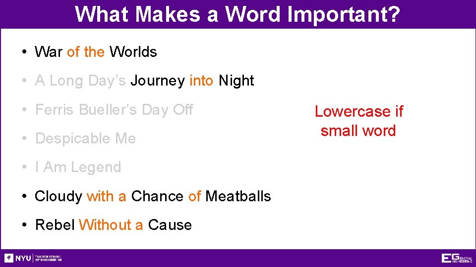 What Makes a Word Important? • War of the Worlds • A Long Day’s