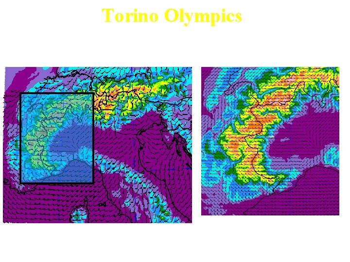 Torino Olympics NCEP 4 km Domain Full 4 km WRF Nested Grid Domain Zoomed