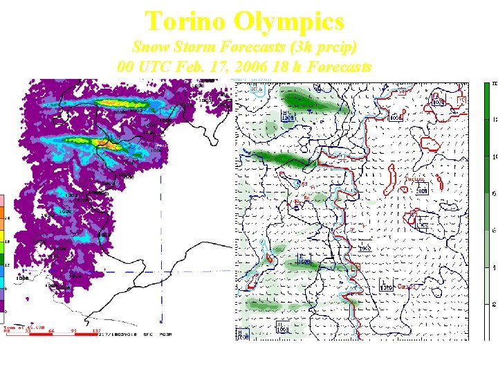 Torino Olympics Snow Storm Forecasts (3 h prcip) 00 UTC Feb. 17, 2006 18