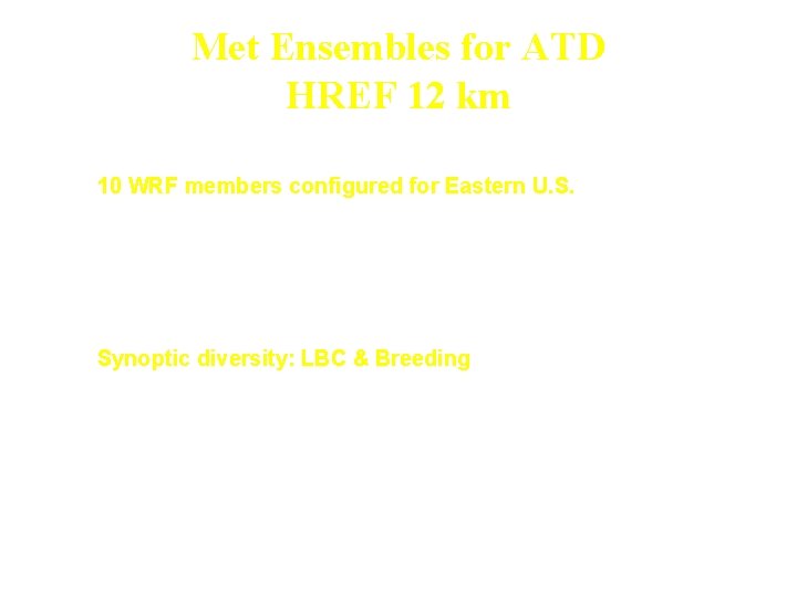 Met Ensembles for ATD HREF 12 km • 10 WRF members configured for Eastern