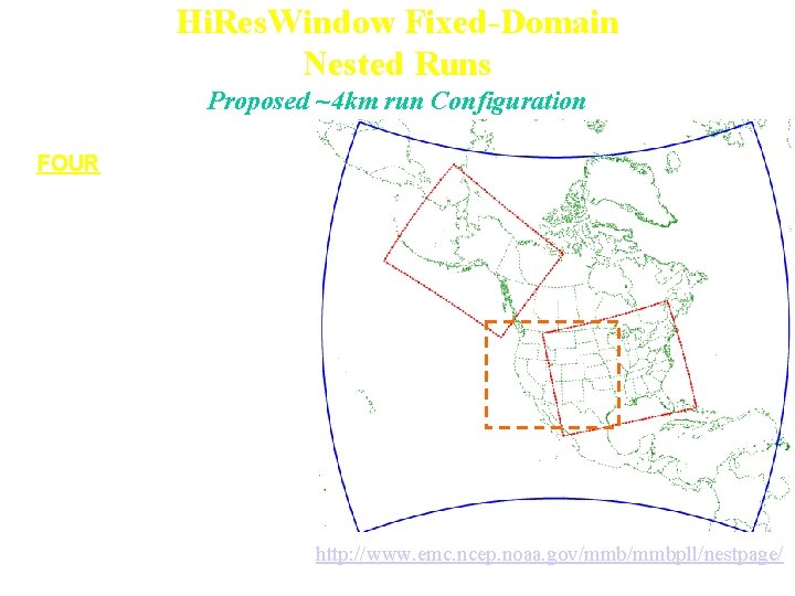 Hi. Res. Window Fixed-Domain Nested Runs Proposed ~4 km run Configuration • FOUR routine