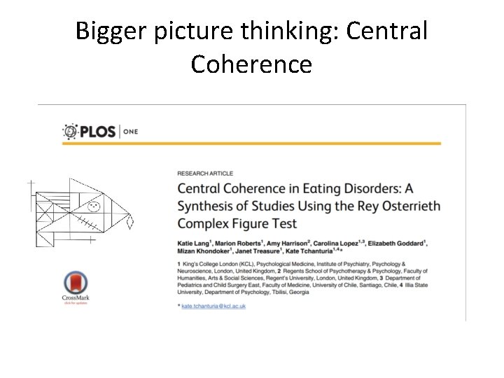 Bigger picture thinking: Central Coherence 