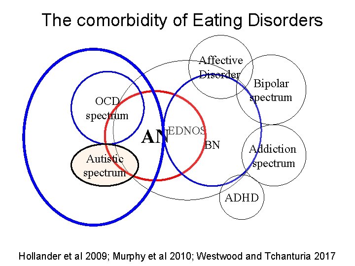 The comorbidity of Eating Disorders Affective Disorder OCD spectrum EDNOS BN AN Autistic spectrum