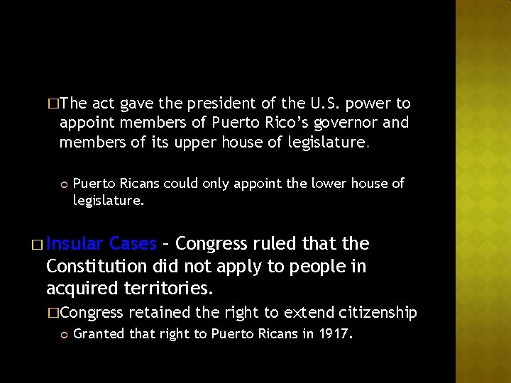 �The act gave the president of the U. S. power to appoint members of