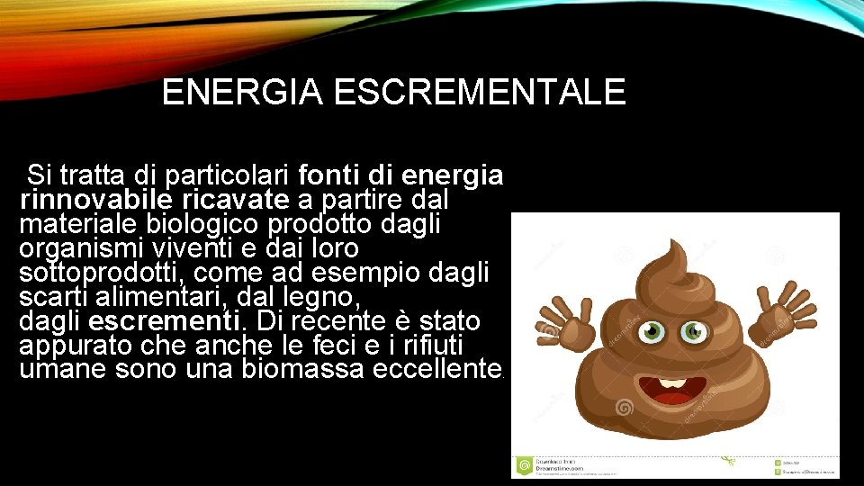 ENERGIA ESCREMENTALE Si tratta di particolari fonti di energia rinnovabile ricavate a partire dal