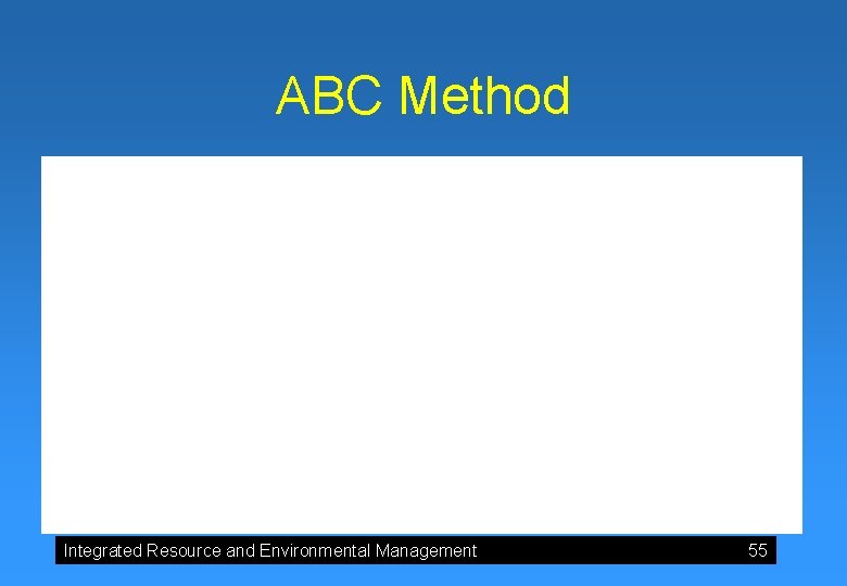 ABC Method Integrated Resource and Environmental Management 55 ABC Method Integrated Resource and Environmental Management 55