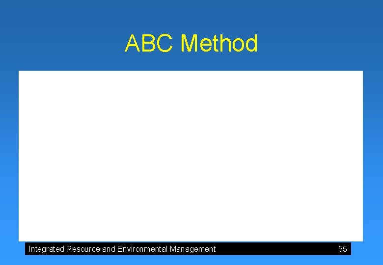ABC Method Integrated Resource and Environmental Management 55 