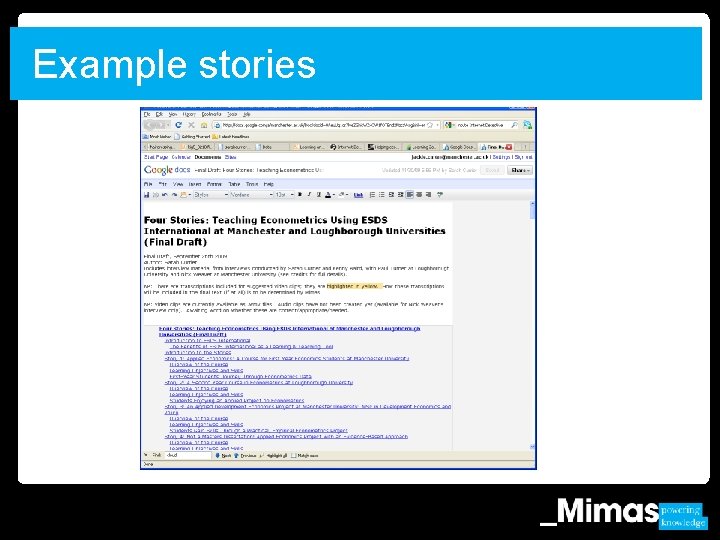 Example stories 