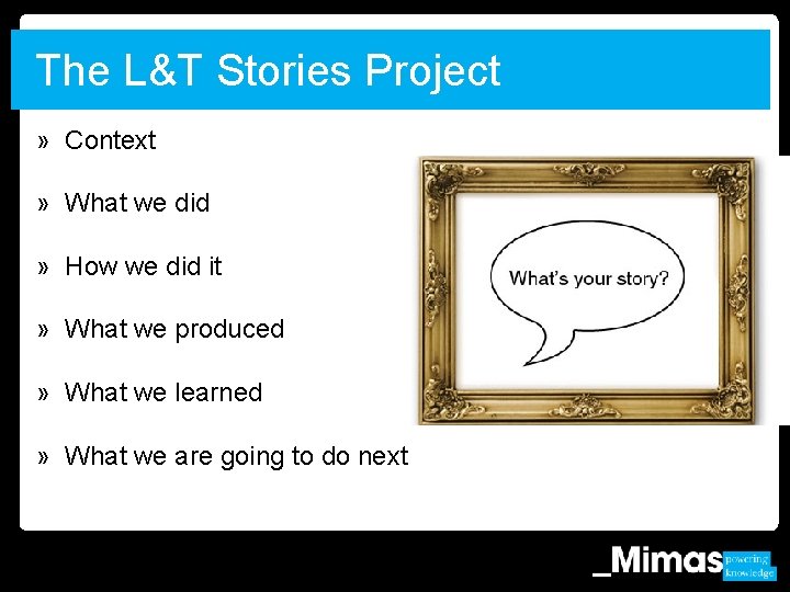 The L&T Stories Project » Context » What we did » How we did