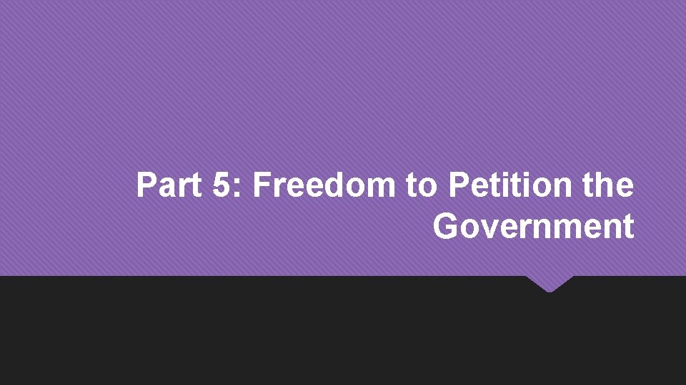 Part 5: Freedom to Petition the Government 