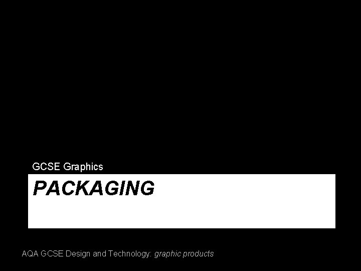 GCSE Graphics PACKAGING AQA GCSE Design and Technology: graphic products 