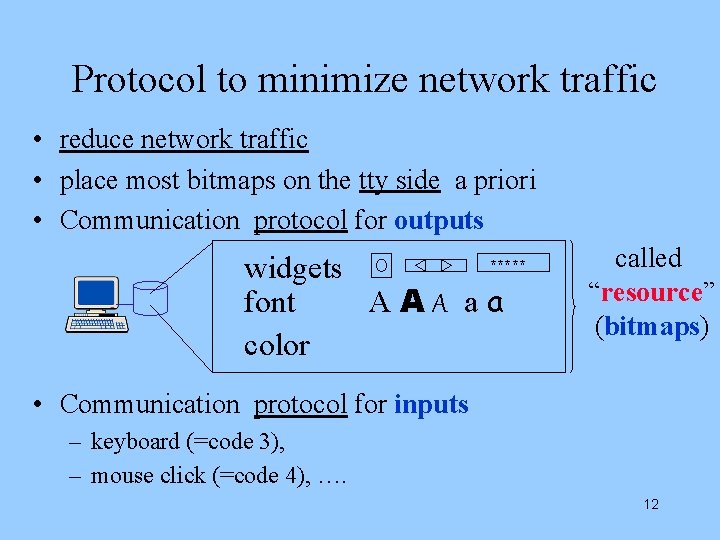 Protocol to minimize network traffic • reduce network traffic • place most bitmaps on