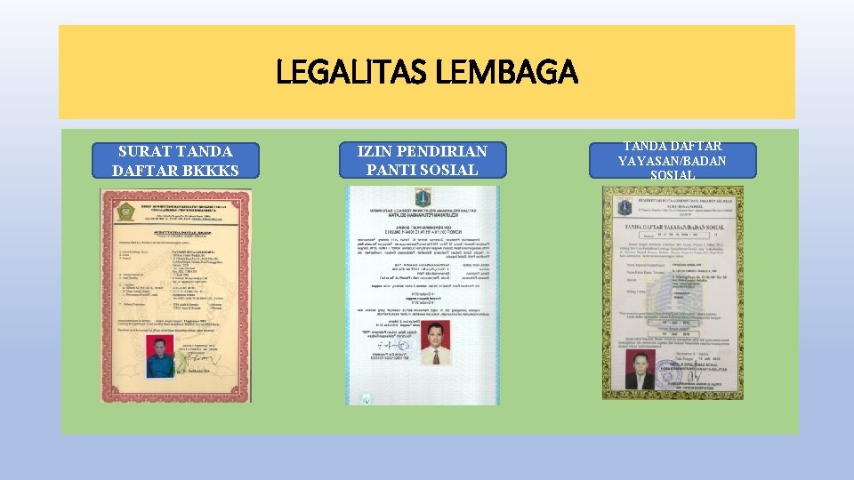 LEGALITAS LEMBAGA SURAT TANDA DAFTAR BKKKS IZIN PENDIRIAN PANTI SOSIAL TANDA DAFTAR YAYASAN/BADAN SOSIAL LEGALITAS LEMBAGA SURAT TANDA DAFTAR BKKKS IZIN PENDIRIAN PANTI SOSIAL TANDA DAFTAR YAYASAN/BADAN SOSIAL