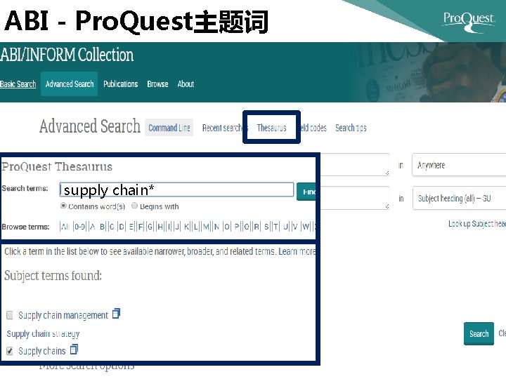 ABI - Pro. Quest主题词 supply chain* 