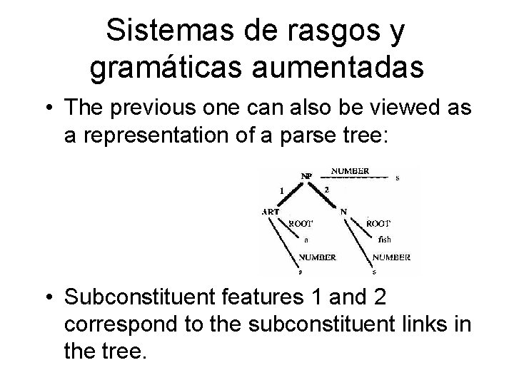 Sistemas de rasgos y gramáticas aumentadas • The previous one can also be viewed