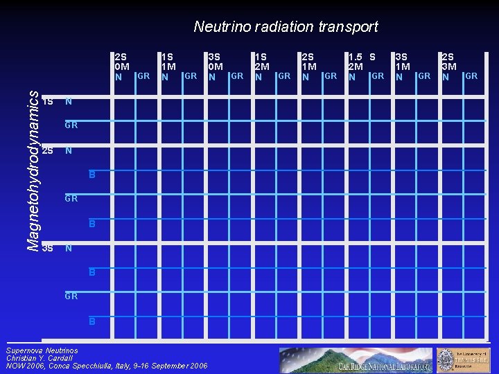 Neutrino radiation transport Magnetohydrodynamics 2 S 0 M GR N 1 S 1 S