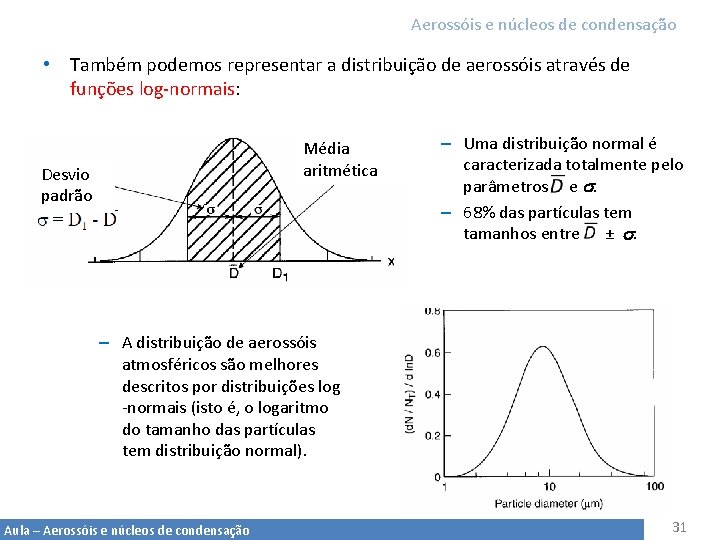 Aerossóis e núcleos de condensação • Também podemos representar a distribuição de aerossóis através