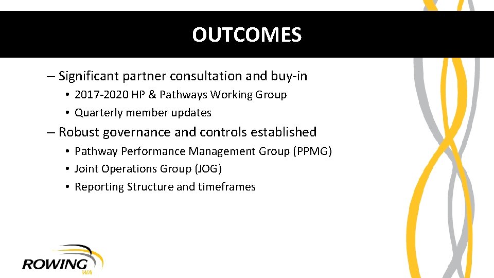 OUTCOMES – Significant partner consultation and buy-in • 2017 -2020 HP & Pathways Working