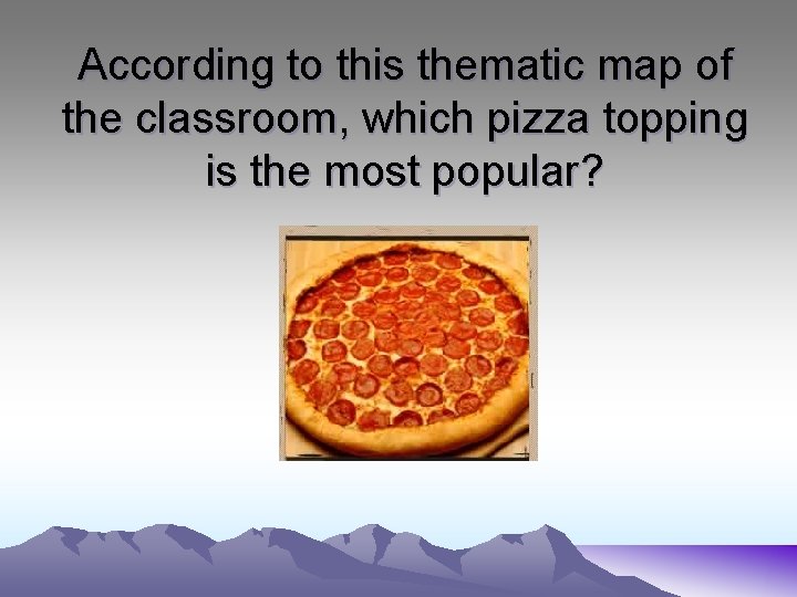 According to this thematic map of the classroom, which pizza topping is the most